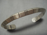 Detailed And Precise Vintage Native American Navajo Sterling Silver Bracelet Cuff Old-Nativo Arts
