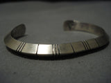 Detailed And Precise Vintage Native American Navajo Sterling Silver Bracelet Cuff Old-Nativo Arts