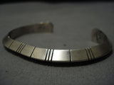 Detailed And Precise Vintage Native American Navajo Sterling Silver Bracelet Cuff Old-Nativo Arts