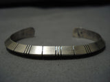 Detailed And Precise Vintage Native American Navajo Sterling Silver Bracelet Cuff Old-Nativo Arts