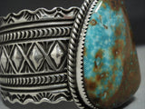 Detailed Detailed Native American Jewelry Navajo Pilot Mountain Turquoise Sterling Silver Bracelet-Nativo Arts