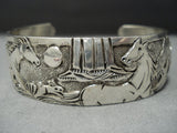 Detailed Detailed!! Navajo Native American Jewelry jewelry Sterling Silver Horse Bracelet-Nativo Arts