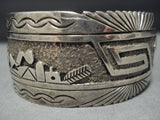 Detailed Detailed!! Vintage Native American Jewelry Navajo Sterling Silver Mirrored Kachina Bracelet-Nativo Arts