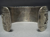 Detailed Detailed!! Vintage Native American Jewelry Navajo Sterling Silver Mirrored Kachina Bracelet-Nativo Arts