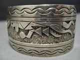 Detailed Detailed!! Vintage Native American Jewelry Navajo Sterling Silver Mirrored Kachina Bracelet-Nativo Arts