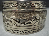 Detailed Detailed!! Vintage Native American Jewelry Navajo Sterling Silver Mirrored Kachina Bracelet-Nativo Arts