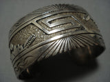 Detailed Detailed!! Vintage Native American Jewelry Navajo Sterling Silver Mirrored Kachina Bracelet-Nativo Arts