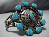 Detailed Detailed!! Vintage Native American Jewelry Navajo Turquoise Sterling Silver Concho Bracelet Old-Nativo Arts