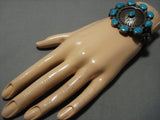 Detailed Detailed!! Vintage Native American Jewelry Navajo Turquoise Sterling Silver Concho Bracelet Old-Nativo Arts