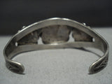 Detailed Detailed!! Vintage Navajo Turquoise Sterling Silver Bracelet Old-Nativo Arts