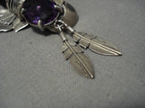 Detailed Huge!! Vintage Native American Navajo Amethyst Sterling Silver Kachina Necklace-Nativo Arts
