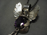 Detailed Huge!! Vintage Native American Navajo Amethyst Sterling Silver Kachina Necklace-Nativo Arts