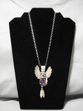 Detailed Huge!! Vintage Native American Navajo Amethyst Sterling Silver Kachina Necklace-Nativo Arts