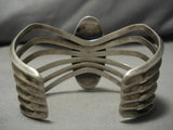 Detailed Spider Cuff Vintage Native American Navajo Sterling Silver Turquoise Inlay Bracelet-Nativo Arts