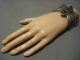 Detailed Spider Cuff Vintage Native American Navajo Sterling Silver Turquoise Inlay Bracelet-Nativo Arts