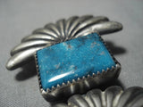 Detailed! Squared Blue Diamond Turquoise Sterling Silver Native American Pendant-Nativo Arts