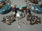 Detailed Vintage Native American Jewelry Navajo Turquoise Sterling Silver Charm Bracelet Old-Nativo Arts
