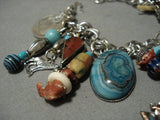 Detailed Vintage Native American Jewelry Navajo Turquoise Sterling Silver Charm Bracelet Old-Nativo Arts