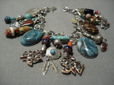 Detailed Vintage Native American Jewelry Navajo Turquoise Sterling Silver Charm Bracelet Old-Nativo Arts