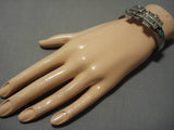 Detailed!! Vintage Native American Navajo Pueblo Turquoise Sterling Silver Bracelet-Nativo Arts