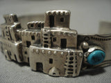 Detailed!! Vintage Native American Navajo Pueblo Turquoise Sterling Silver Bracelet-Nativo Arts