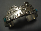 Detailed!! Vintage Native American Navajo Pueblo Turquoise Sterling Silver Bracelet-Nativo Arts