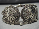 Detailed!! Vintage Native American Navajo Sterling Silver Concho Belt Bracelet Old-Nativo Arts