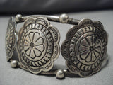 Detailed!! Vintage Native American Navajo Sterling Silver Concho Belt Bracelet Old-Nativo Arts