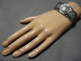 Detailed!! Vintage Native American Navajo Sterling Silver Concho Belt Bracelet Old-Nativo Arts