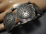 Detailed!! Vintage Native American Navajo Sterling Silver Concho Belt Bracelet Old-Nativo Arts