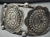 Detailed!! Vintage Native American Navajo Sterling Silver Concho Belt Bracelet Old-Nativo Arts
