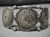 Detailed!! Vintage Native American Navajo Sterling Silver Concho Belt Bracelet Old-Nativo Arts