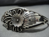 Detailed!! Vintage Native American Navajo Sterling Silver Flower Bracelet Old-Nativo Arts