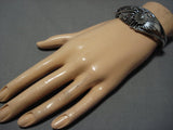 Detailed!! Vintage Native American Navajo Sterling Silver Flower Bracelet Old-Nativo Arts