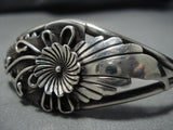 Detailed!! Vintage Native American Navajo Sterling Silver Flower Bracelet Old-Nativo Arts