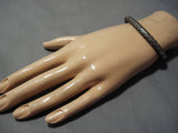 Detailed!! Vintage Native American Navajo Sterling Silver Geometric Wave Bracelet Old-Nativo Arts