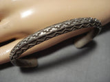 Detailed!! Vintage Native American Navajo Sterling Silver Geometric Wave Bracelet Old-Nativo Arts