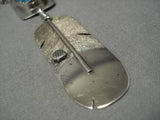 Detailed!! Vintage Native American Navajo Turquoise Sterling Silver Feather Necklace Old-Nativo Arts