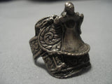 Detailed!! Vintage Navajo Saddle Sterling Silver Native American Ring Old-Nativo Arts