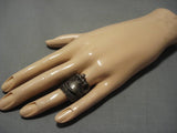Detailed!! Vintage Navajo Saddle Sterling Silver Native American Ring Old-Nativo Arts