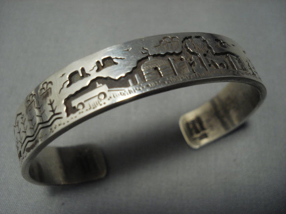 Detailed!! Vintage Navajo Sterling Native American Jewelry Silver Bracelet Old Pawn Cuff-Nativo Arts