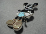 Detailed!! Zuni Native American Turquoise Coral Sterling Silver Pin-Nativo Arts