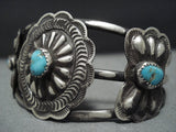 Details Details!! Vintage Native American Jewelry Navajo Sterling Silver Turquoise Concho Bracelet Old-Nativo Arts