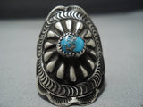 Details Details!! Vintage Native American Jewelry Navajo Turquoise Sterling Silver Concho Ring Old-Nativo Arts
