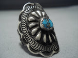 Details Details!! Vintage Native American Jewelry Navajo Turquoise Sterling Silver Concho Ring Old-Nativo Arts