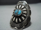 Details Details!! Vintage Native American Jewelry Navajo Turquoise Sterling Silver Concho Ring Old-Nativo Arts