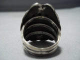 Details Details!! Vintage Native American Jewelry Navajo Turquoise Sterling Silver Concho Ring Old-Nativo Arts