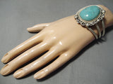 Huge Vintage Native American Navajo Blue Royston Turquoise Sterling Silver Bracelet-Nativo Arts
