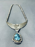 Rare Turquoise Mine Vintage Native American Navajo Sterling Silver Necklace-Nativo Arts