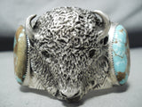 Heavy Buffalo San Felipe 8 Turquoise Sterling Silver Buffalo Bracelet-Nativo Arts